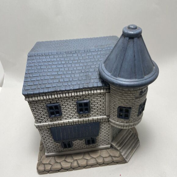 Vintage Ceramic Christmas Building Figure Blue and Gray Bank 8 inch Unlit Chips - Picture 5 of 7